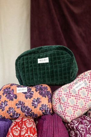 Grande Trousse 'Gayane' Velours lisse Forest | APACHES COLLECTIONS