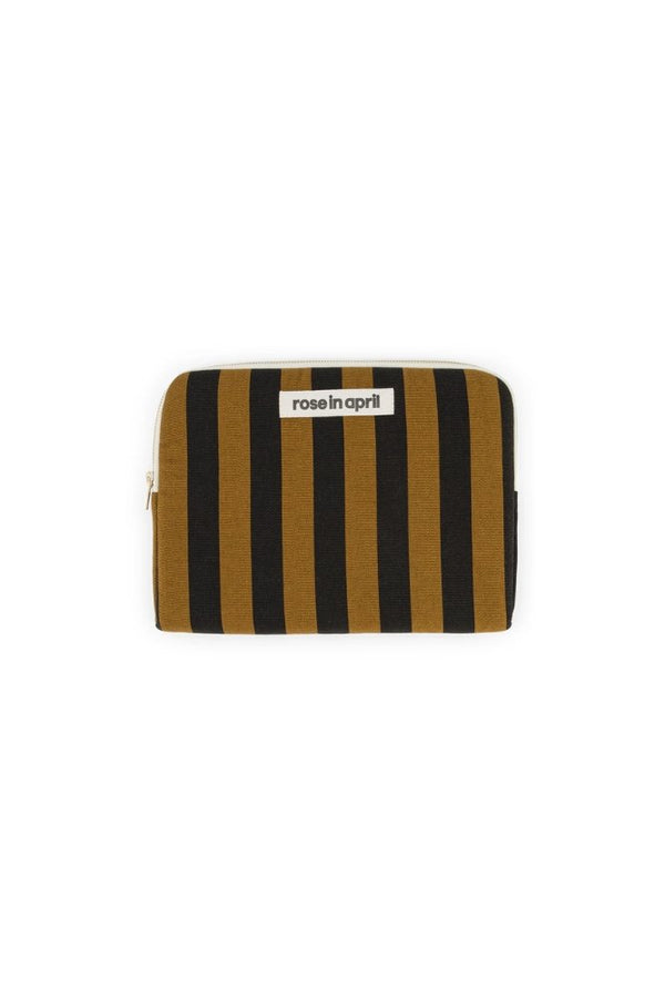 Housse d'iPad 'Anouk' Rayures Cumin / Noir | ROSE IN APRIL