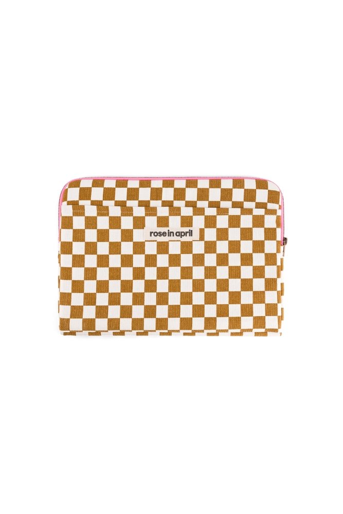 Housse d'ordinateur 'Octave' 13-14" Damier Caramel | ROSE IN APRIL