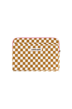 Housse d'ordinateur 'Octave' 13-14" Damier Caramel | ROSE IN APRIL