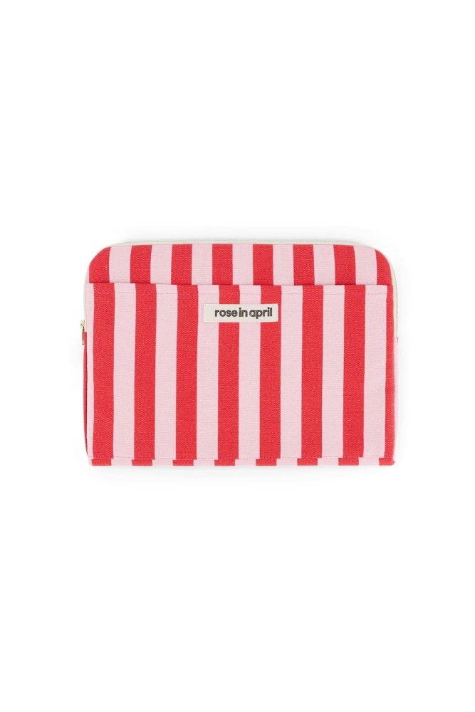 Housse d'ordinateur 'Octave' 13-14" Rayures Candy pink / Rouge | ROSE IN APRIL