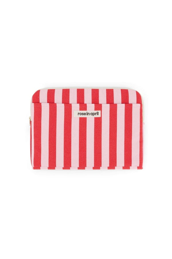 Housse d'ordinateur 'Octave' 13-14" Rayures Candy pink / Rouge | ROSE IN APRIL