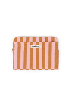 Housse d'ordinateur 'Octave' 13-14" Rayures Caramel / Strawberry | ROSE IN APRIL
