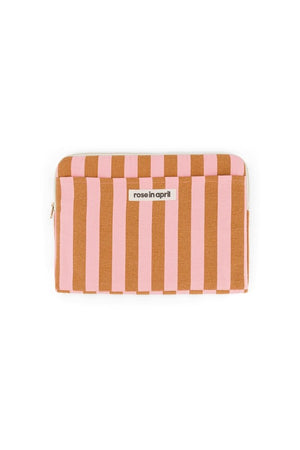 Housse d'ordinateur 'Octave' 13-14" Rayures Caramel / Strawberry | ROSE IN APRIL
