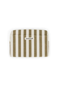 Housse d'ordinateur 'Octave' 13-14" Rayures Olive / Greige | ROSE IN APRIL