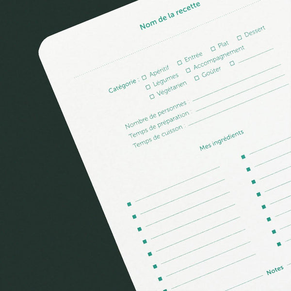 Cahier de recettes "Mes aromates" vert menthe | LES ÉDITIONS DU PAON