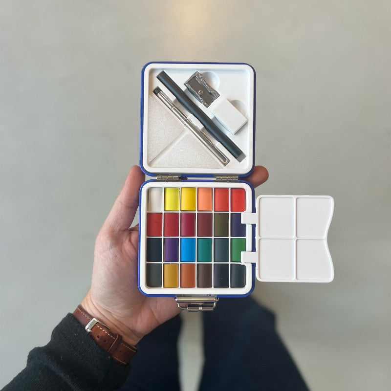 Kit aquarelle de voyage bleu