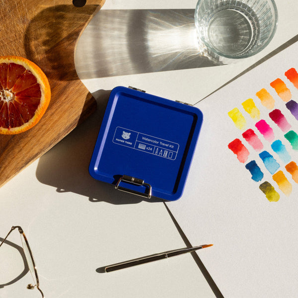 Kit aquarelle de voyage bleu