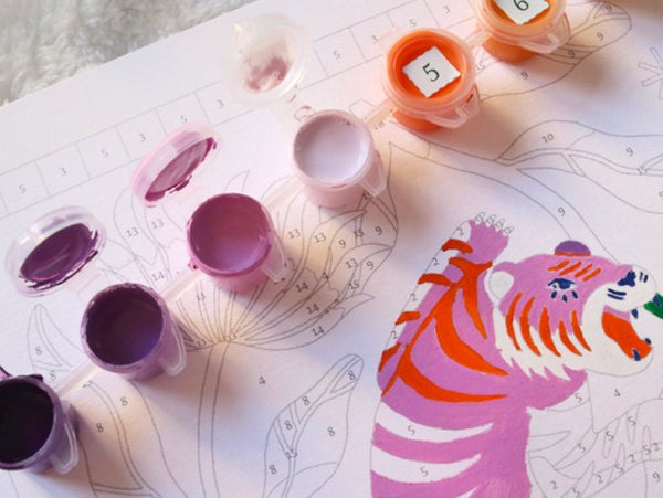 Kit peinture au numéro Petit Pinceau 'Tigre Fleuri' | LA PETITE ÉPICERIE