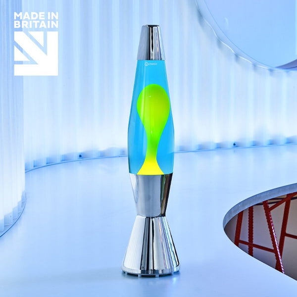 Lampe à lave 'Baby' Argent Bleu-Jaune | MATHMOS