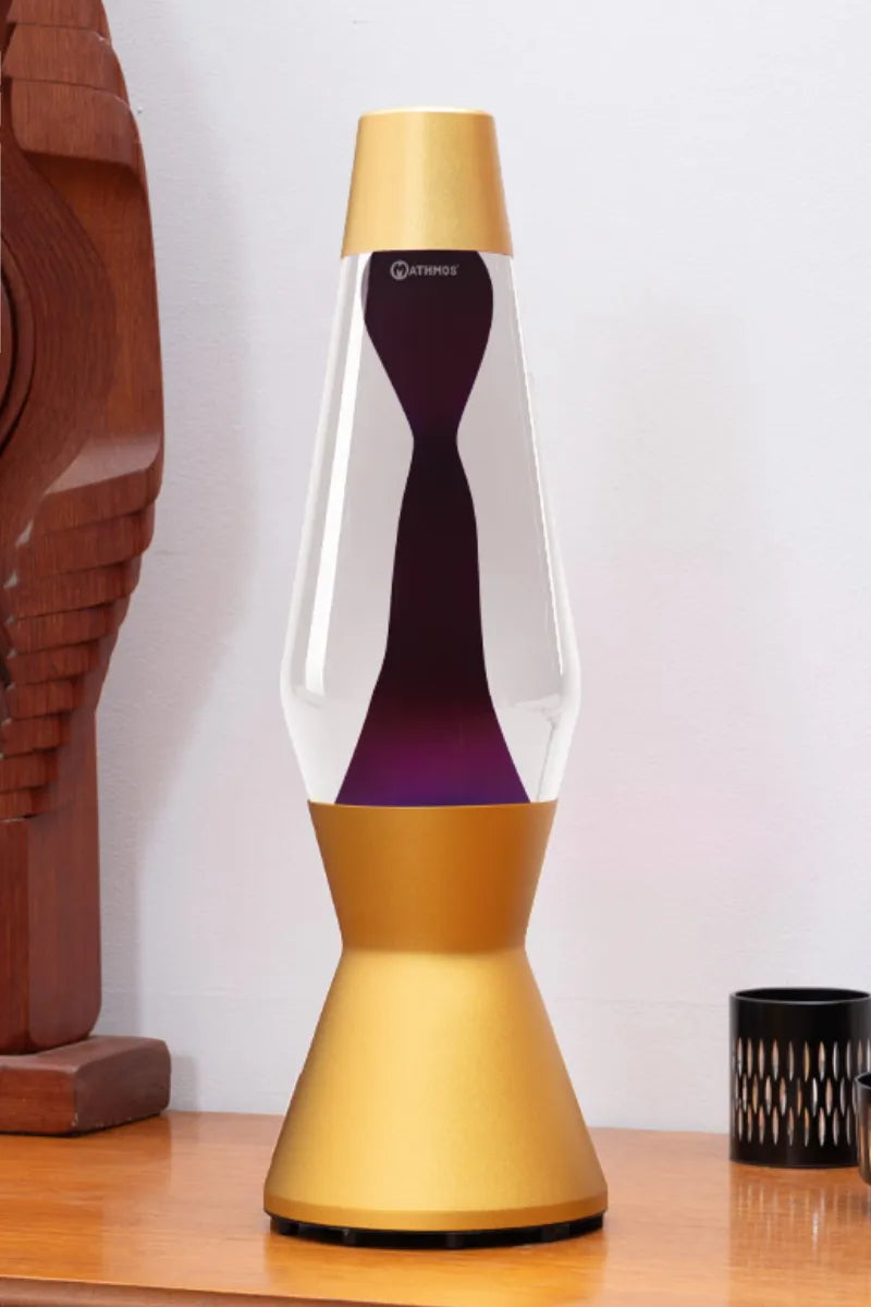 Lampe à lave 'Astro' Or Transparent-Noir violet foncé | MATHMOS
