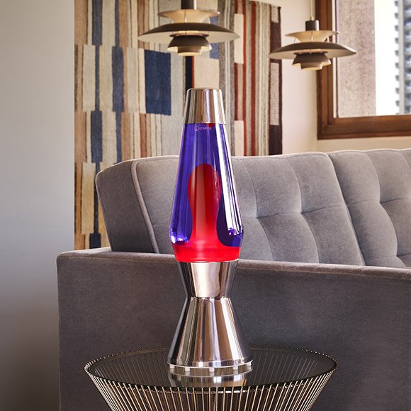 Lampe à lave 'Astro' Argent Violet-Rouge | MATHMOS