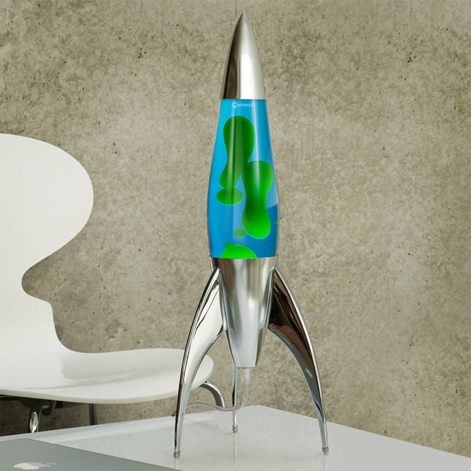 Lampe à lave 'Telstar' Argent Bleu-Vert | MATHMOS