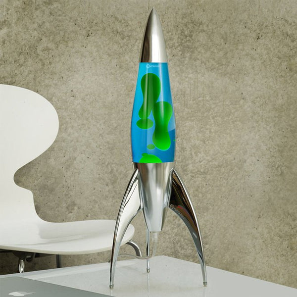 Lampe à lave 'Telstar' Argent Bleu-Vert | MATHMOS