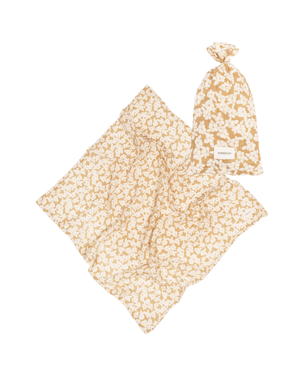 Lange en double gaze de coton 'Wabi-Sabi' Golden Brown Sakura | NOBODINOZ