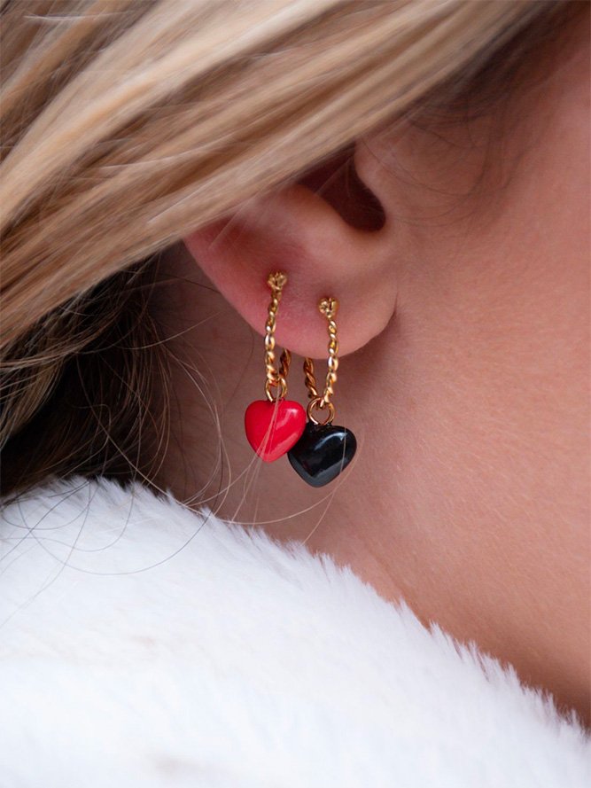 Mini créole à l'unité Coeur Noir | NACH BIJOUX