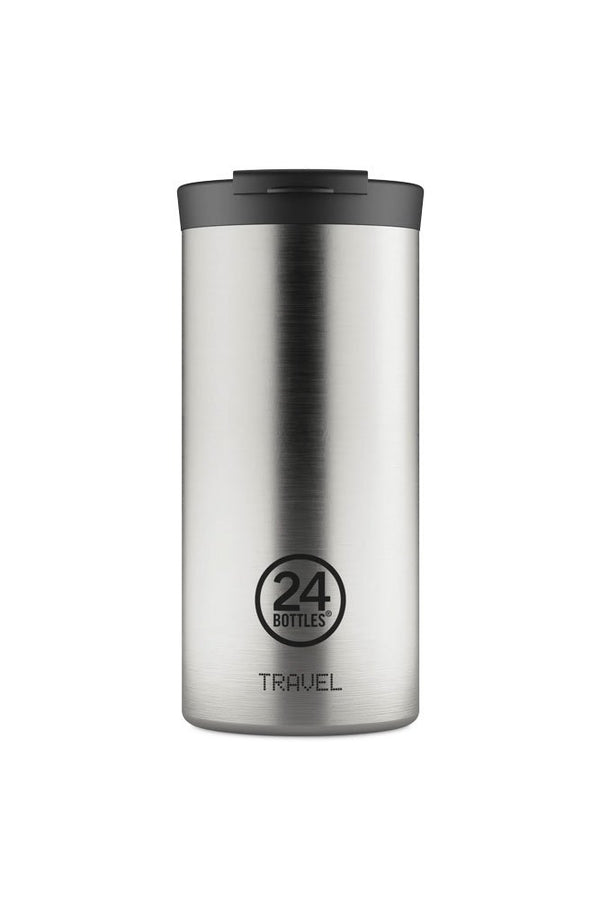 Mug isotherme Travel Tumbler en inox 'Brushed steel' | 24 Bottles
