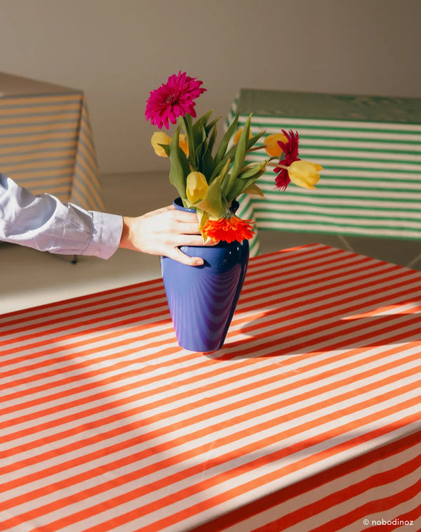 Nappe rectangulaire 150x250cm 'Red stripes' | NOBODINOZ