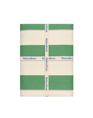 Nappe ronde à franges 160cm 'Green cabana stripes' | NOBODINOZ