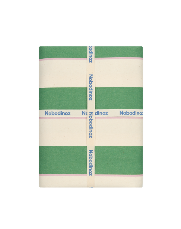 Nappe ronde à franges 160cm 'Green cabana stripes' | NOBODINOZ