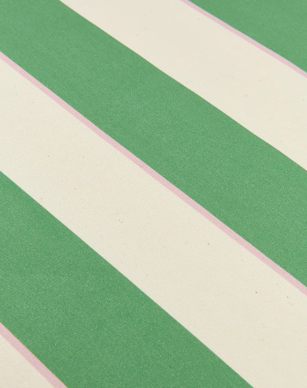 Nappe ronde à franges 160cm 'Green cabana stripes' | NOBODINOZ