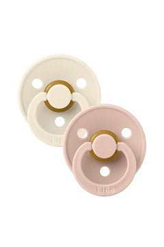 Pack de 2 Tétines rondes en latex 'Colour' Ivory / Blush | BIBS