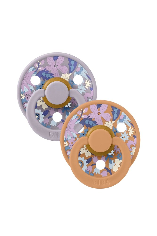 Pack de 2 Tétines rondes en latex 'Colour' June Blossom - Pumpkin Mix | BIBS X LIBERTY