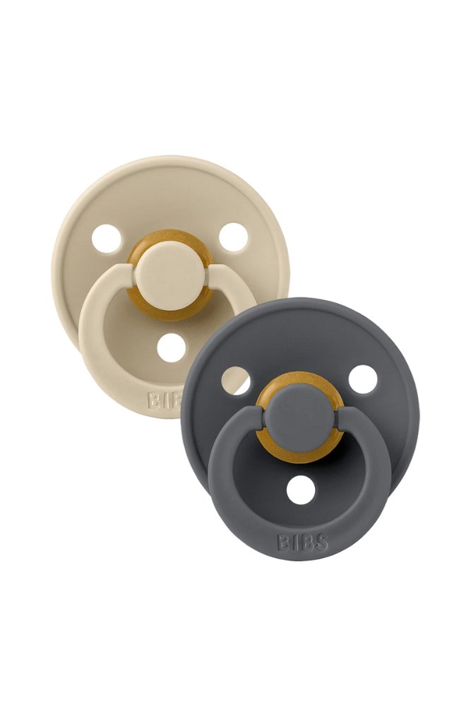 Pack de 2 Tétines rondes en latex 'Colour' Vanilla / Iron | BIBS