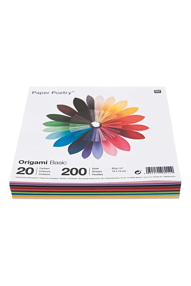 Papier origami 'Basic' 200 feuilles 20x20cm | RICO DESIGN