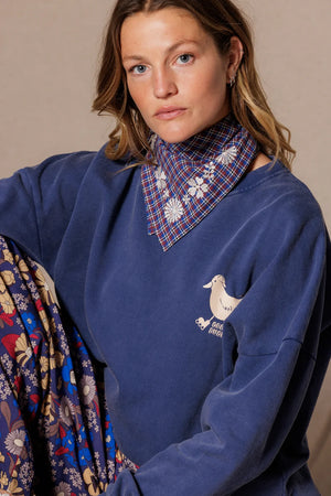 Petit foulard ‘Fayara’ Khadi Saphir | APACHES COLLECTIONS