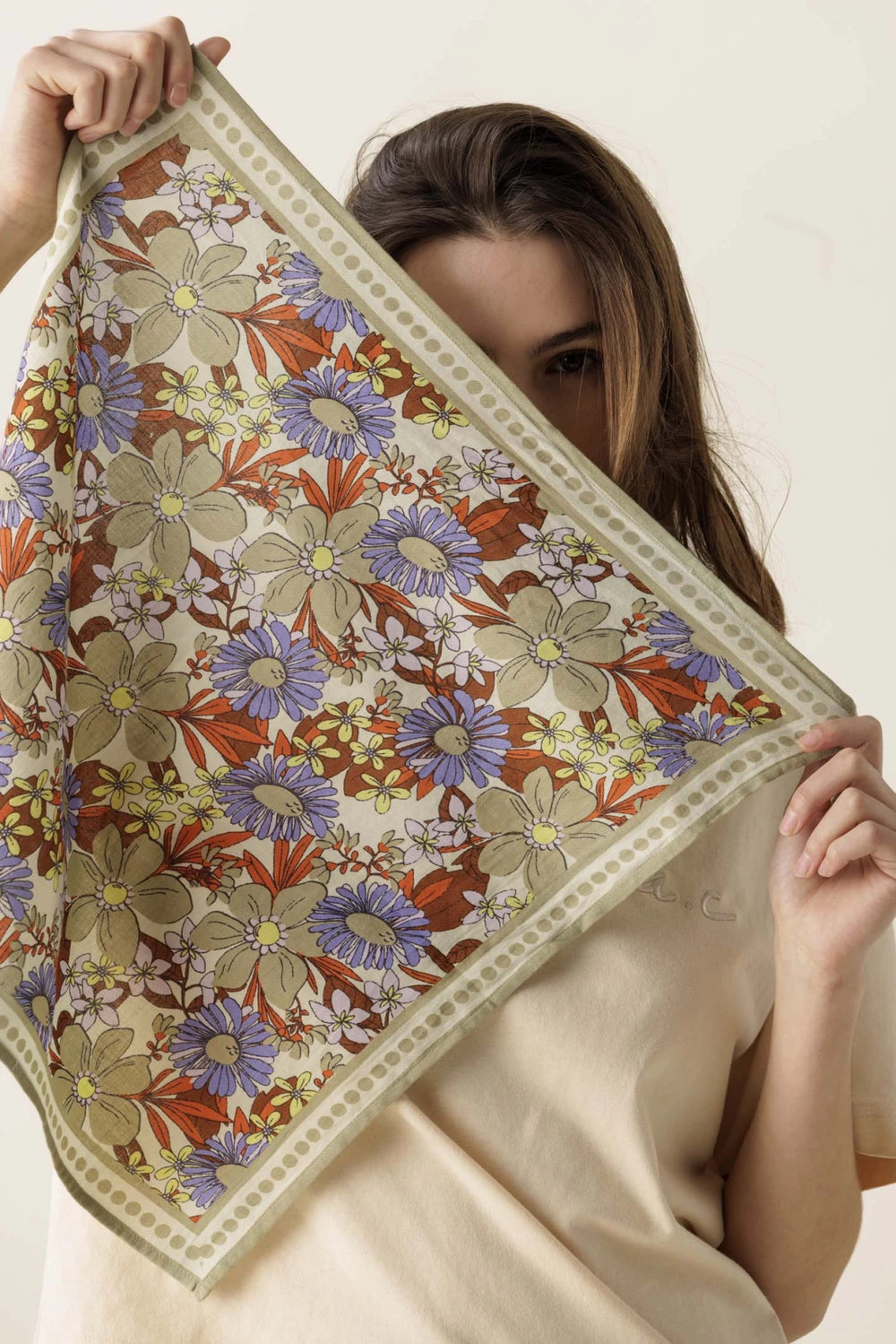 Petit foulard 'Manika' Bouquet Macadamia | APACHES COLLECTIONS