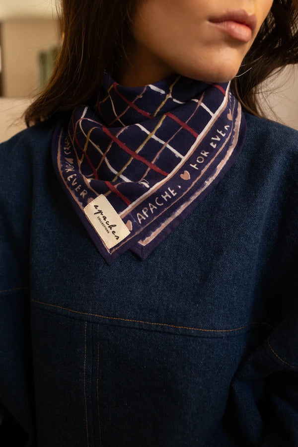 Petit foulard ‘Manika’ Cahier Indigo | APACHES COLLECTIONS