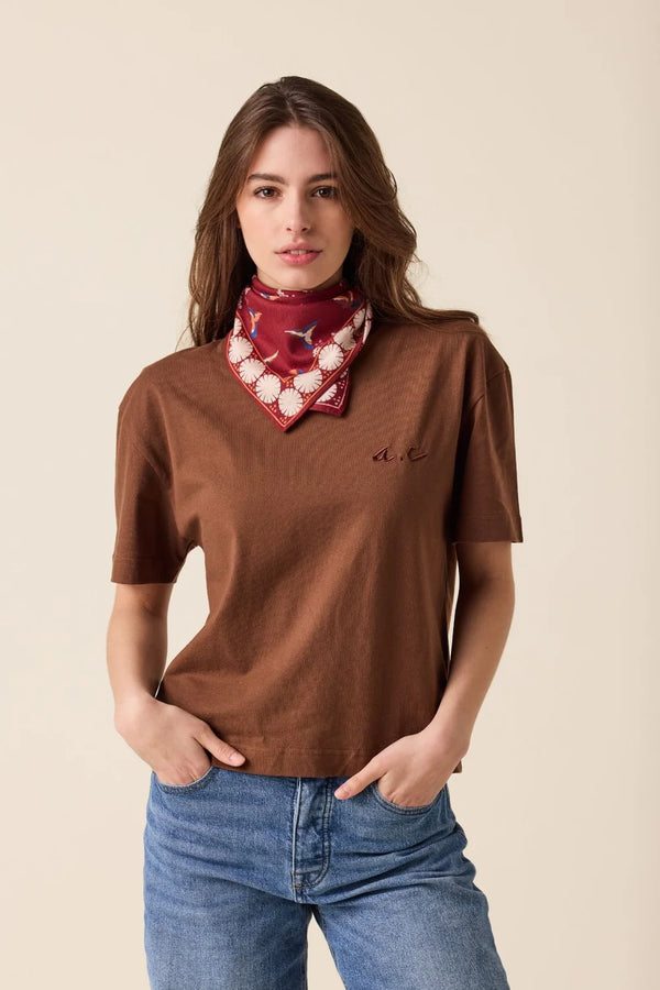 Petit foulard ‘Manika’ Cerisier Dahlia | APACHES COLLECTIONS