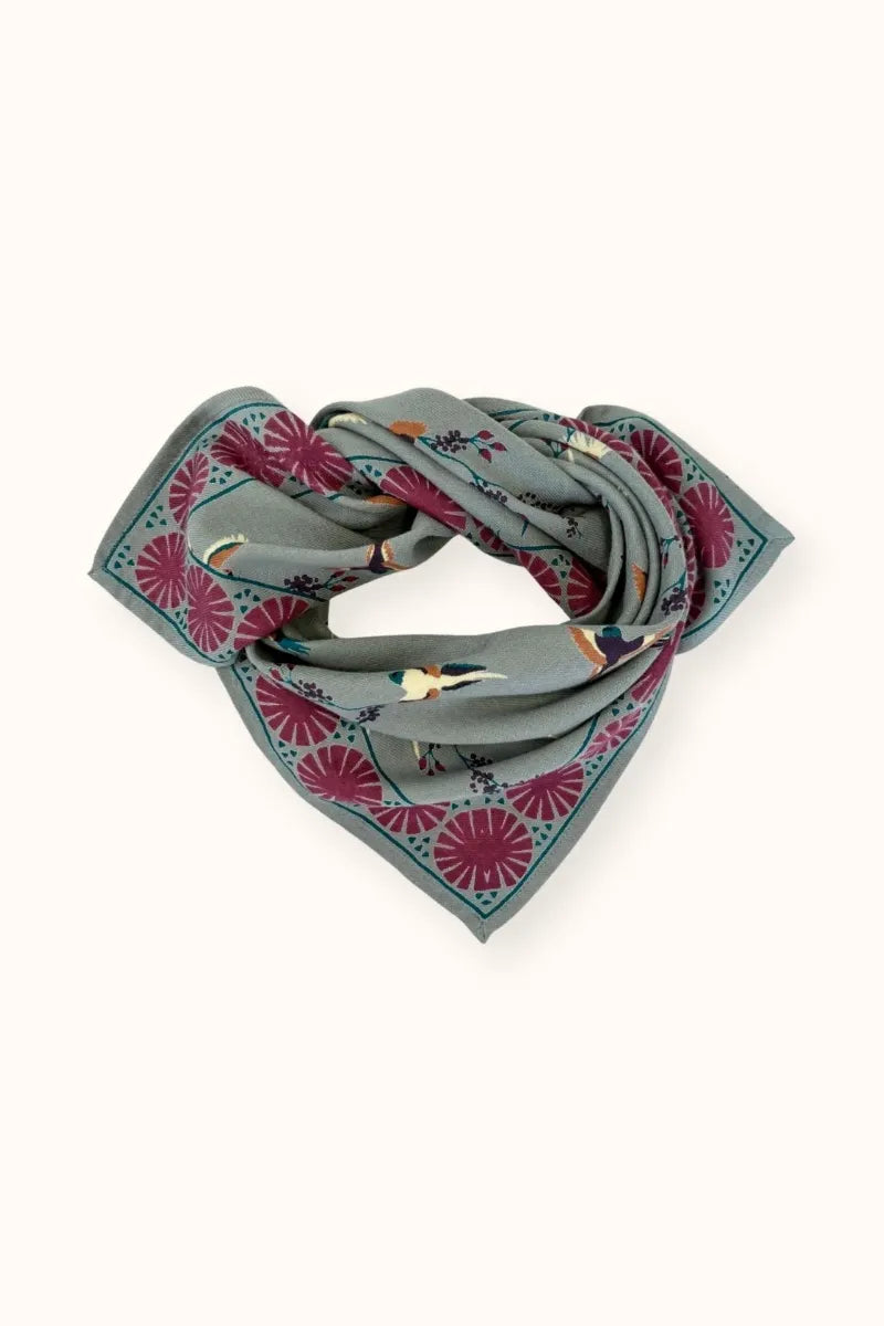 Petit foulard Manika 'Cerisier' Grey | APACHES COLLECTIONS