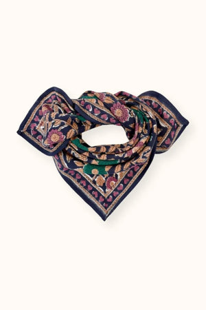 Petit foulard Manika 'Coeur' Navy forest | APACHES COLLECTIONS