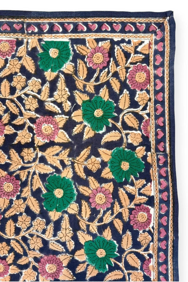 Petit foulard Manika 'Coeur' Navy forest | APACHES COLLECTIONS