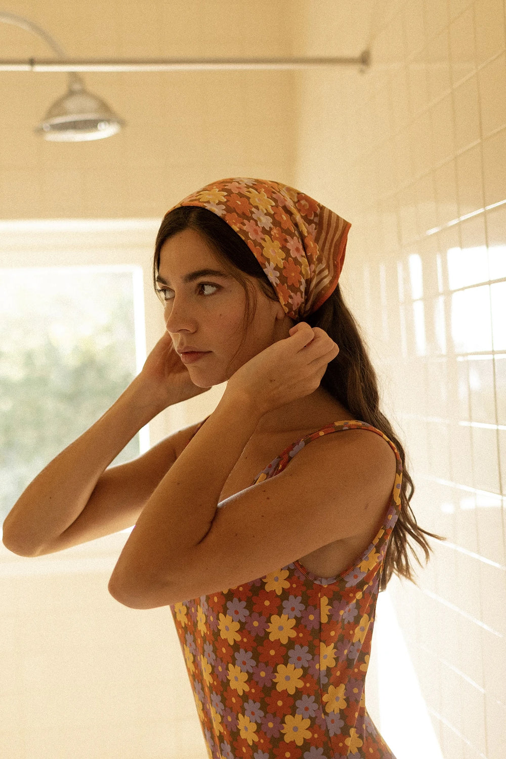Petit foulard 'Manika' Paquerette Tapenade | APACHES COLLECTIONS