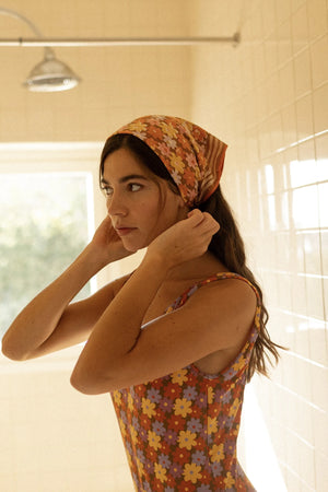 Petit foulard 'Manika' Paquerette Tapenade | APACHES COLLECTIONS
