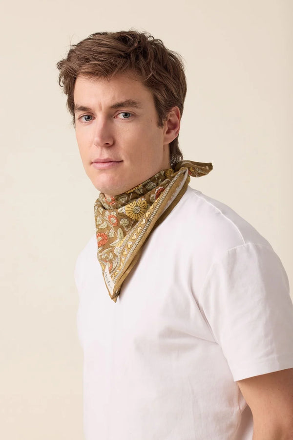 Petit foulard ‘Manika’ Coeur Tapenade Mimosa | APACHES COLLECTIONS