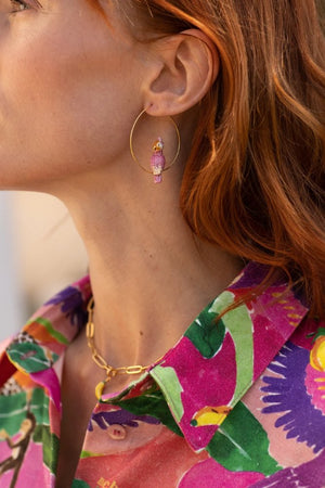 Petites créoles Cacatoès Rose | NACH BIJOUX