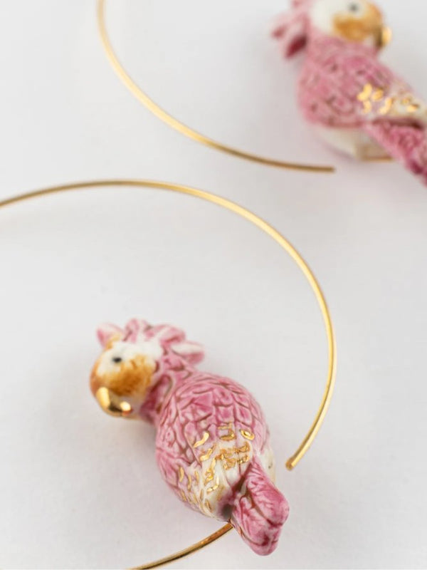 Petites créoles Cacatoès Rose | NACH BIJOUX