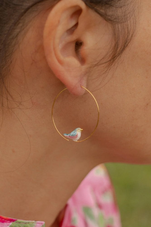 Petites créoles Oiseau Bleu | NACH BIJOUX