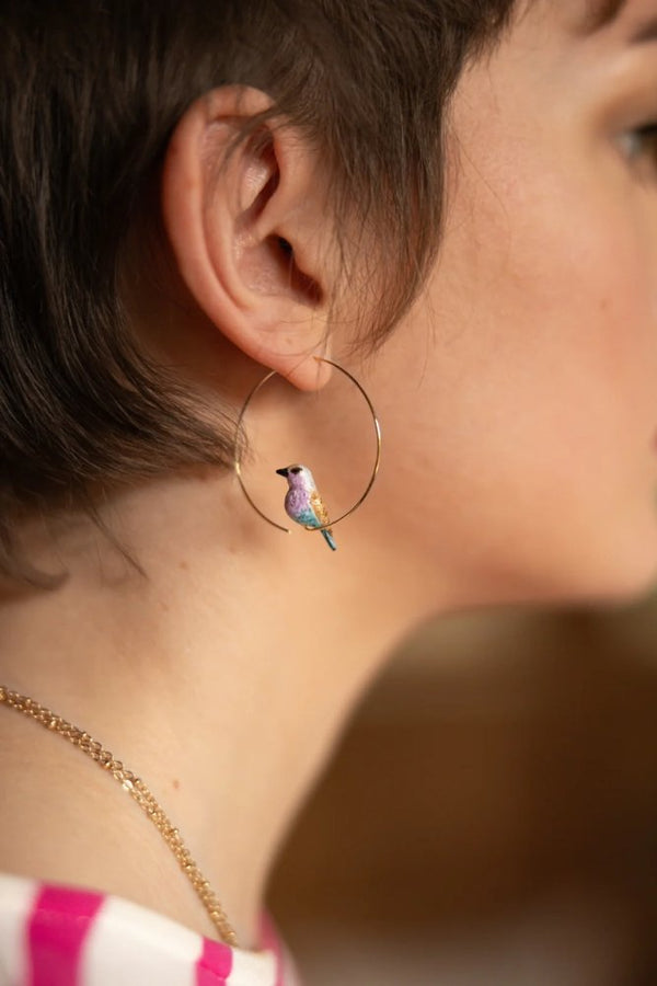 Petites créoles Oiseau Rollier | NACH BIJOUX