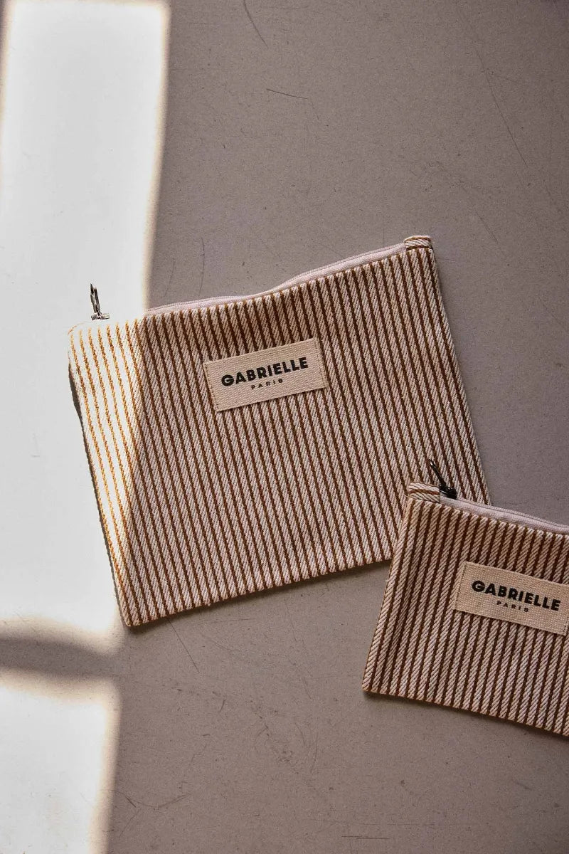 Petite pochette Rayures argile | GABRIELLE PARIS