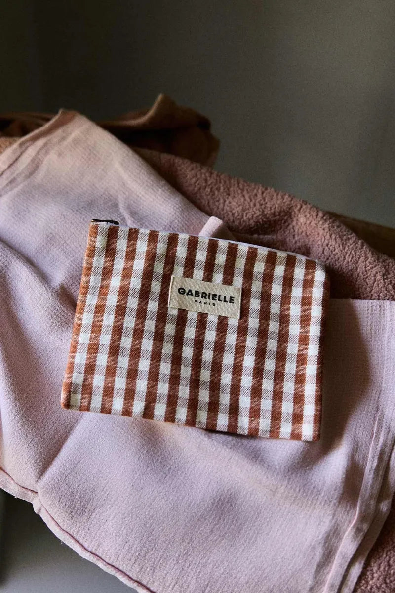 Petite pochette Vichy moka | GABRIELLE PARIS