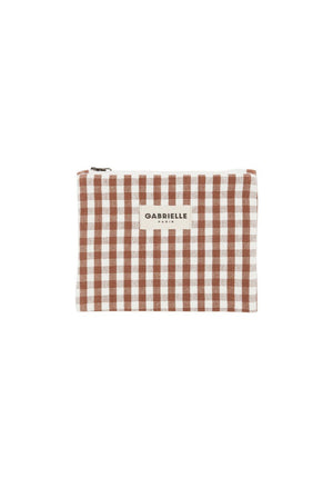 Petite pochette Vichy moka | GABRIELLE PARIS