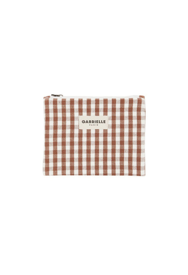 Petite pochette Vichy moka | GABRIELLE PARIS
