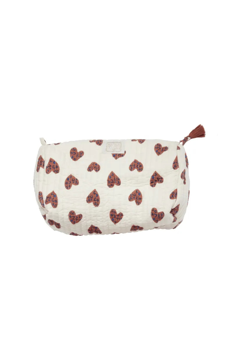 Petite trousse de toilette 'Coeur Sauvage' Écru | BONHEUR DU JOUR