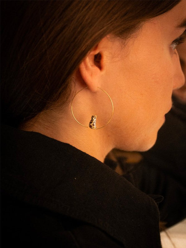 Petites créoles Léopard assis | NACH BIJOUX