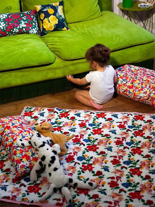 Tapis d'éveil / Plaid réversible 'Hibiscus' | LUCAS DU TERTRE